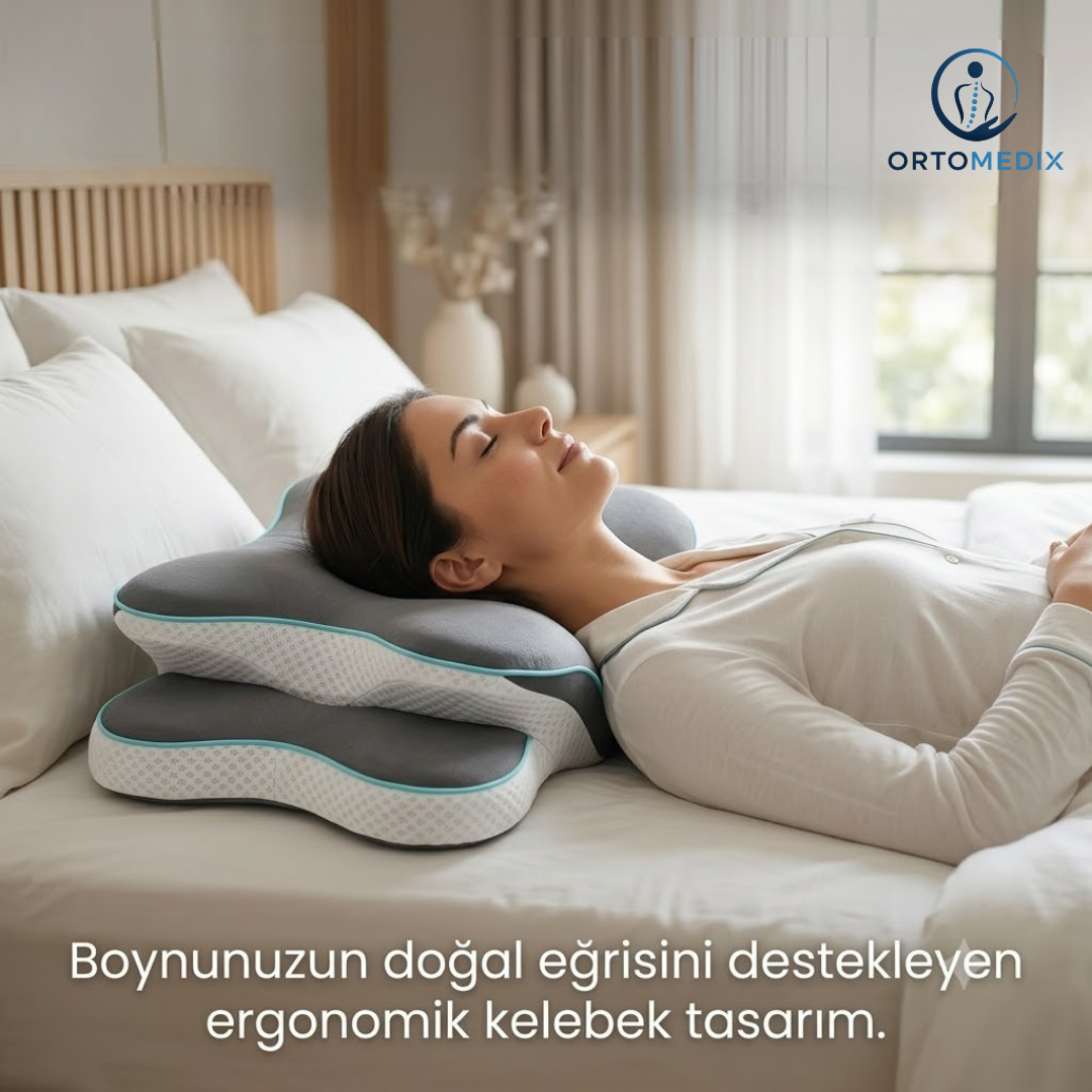 Ortomedix Ağrısız Sabahlar İçin Ortopedik Visko Kelebek Yastık  - Boyun ve Omurga Hizalama