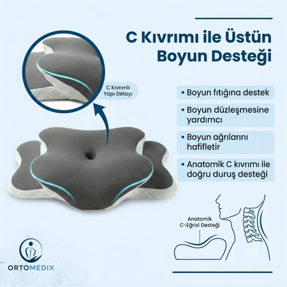 Ortomedix Ağrısız Sabahlar İçin Ortopedik Visko Kelebek Yastık  - Boyun ve Omurga Hizalama