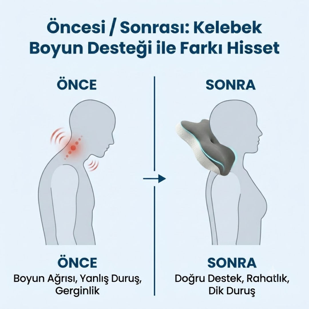Ortomedix Ağrısız Sabahlar İçin Ortopedik Visko Kelebek Yastık  - Boyun ve Omurga Hizalama