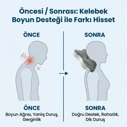 Ortomedix Ağrısız Sabahlar İçin Ortopedik Visko Kelebek Yastık  - Boyun ve Omurga Hizalama
