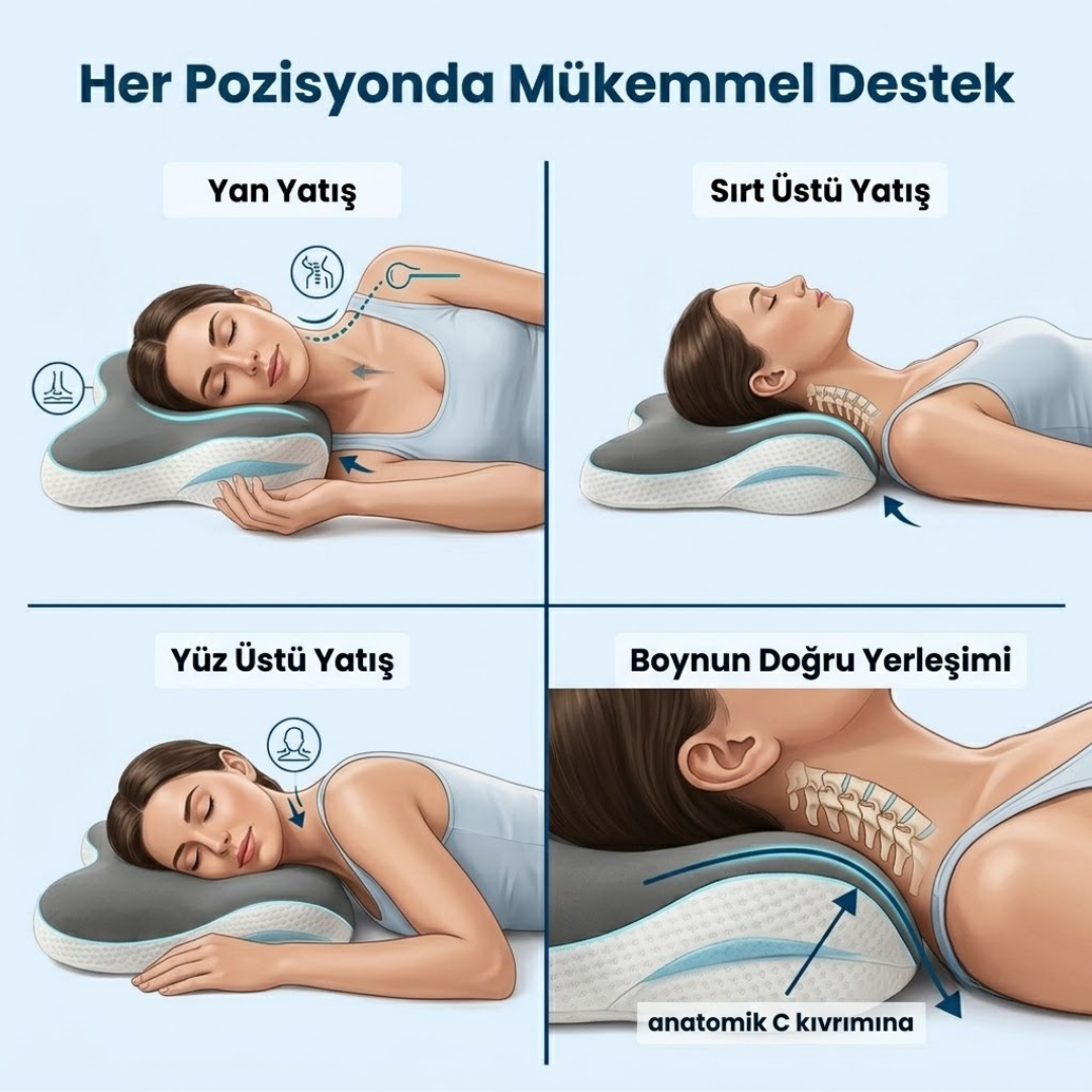 Ortomedix Ağrısız Sabahlar İçin Ortopedik Visko Kelebek Yastık  - Boyun ve Omurga Hizalama