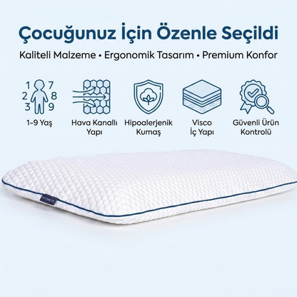 OrtoMedix Kids® Çocuk Ortopedik Visco Yastık – AirFlow | 1-9 Yaş